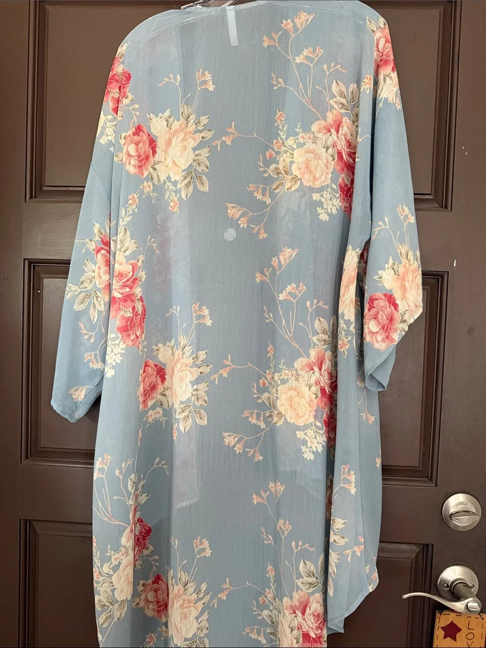 Light Blue Floral Kimono Cardigan